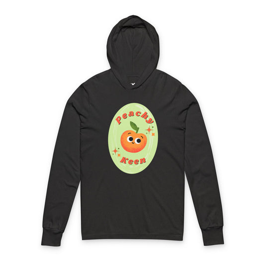 Peachy Keen Unisex Hooded Long Sleeve Shirt, Cute Fall Apparel, Cozy Gift, Funny Pun Sweater, Fruit Lovers Pullover