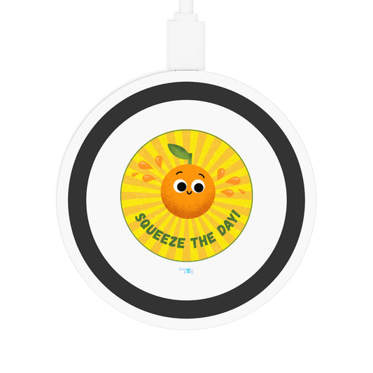 Cheerful Wireless Charging Pad - Squeeze the Day, Cute Desk Accessory, Great for Home or Office, Gift Idea for Friends, Bundle With Air Pod Case