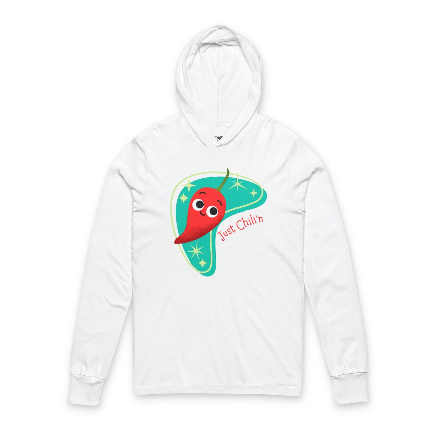 Chillin' Chili Unisex Fun Hooded Shirt for Summer, Funny Pun Long Sleeve Shirt, BBQs, Birthdays, Gifts, Lazy Days, Chill Vibes