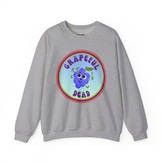 Grapeful Dead Crewneck Sweatshirt - Funny Fruit Pun Design, Cozy Whimsical Sweatshirt, Great Gift Idea