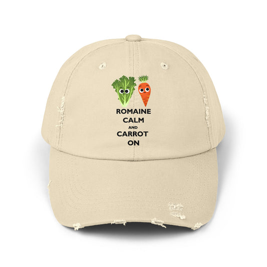 Romaine Calm Distressed Cap, Fun Gardening Hat, Cute Vegetable Cap, Gift for Veggie Lovers, Trendy Farmhouse Accessories