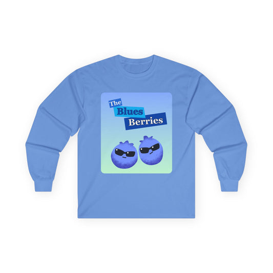 Cool Blueberry Graphic Long Sleeve Tees, Blues Brothers Pun Tee, Casual Wear, Gift for Fruit Lovers, Summer Style