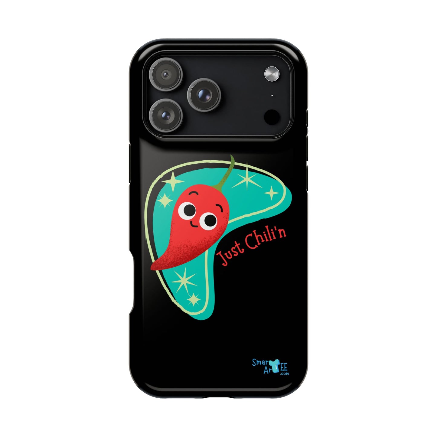 Chili Themed Phone Case, Just Chilin' Design, Fun Accessory, Unique Gift, Vibrant Protection, Perfect for Foodies, Holiday Cheer