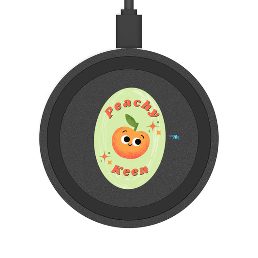 Peachy Keen Wireless Charging Pad | Cute Tech Accessory, Gift for Students, Summer Vibes, Bundle With Air PodCase, Eco-Friendly Charging