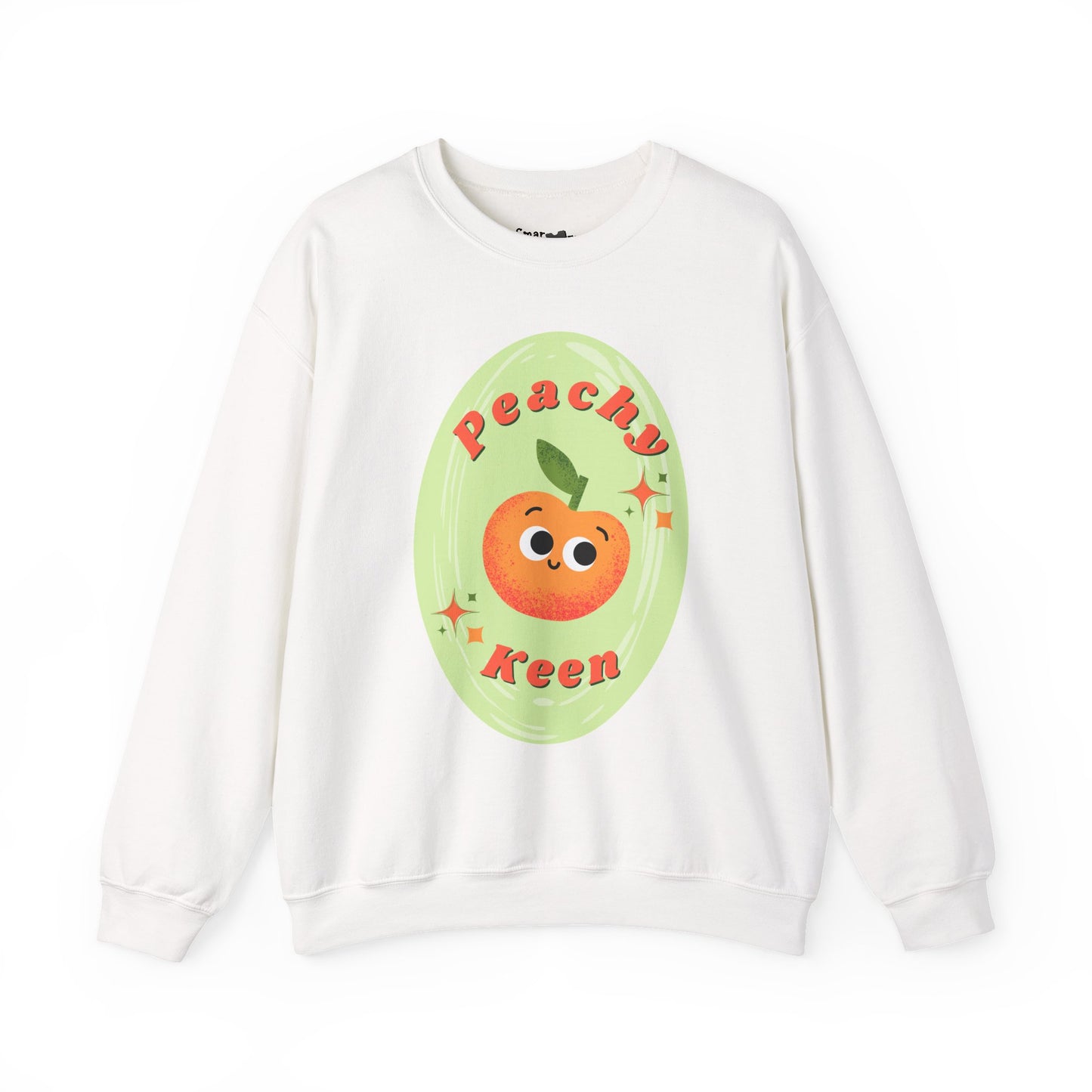 Peachy Keen Unisex Crewneck Sweatshirt, Cute Apparel, Casual Wear, Gift for Friends, Fall Style, Fun Fashion