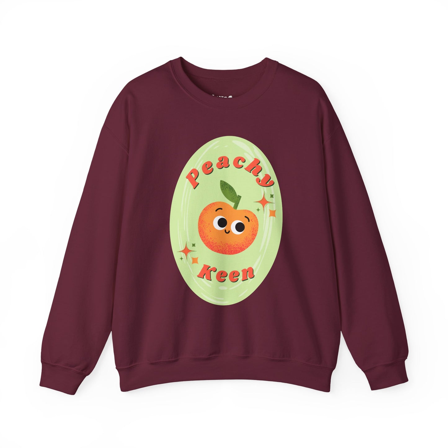 Peachy Keen Unisex Crewneck Sweatshirt, Cute Apparel, Casual Wear, Gift for Friends, Fall Style, Fun Fashion