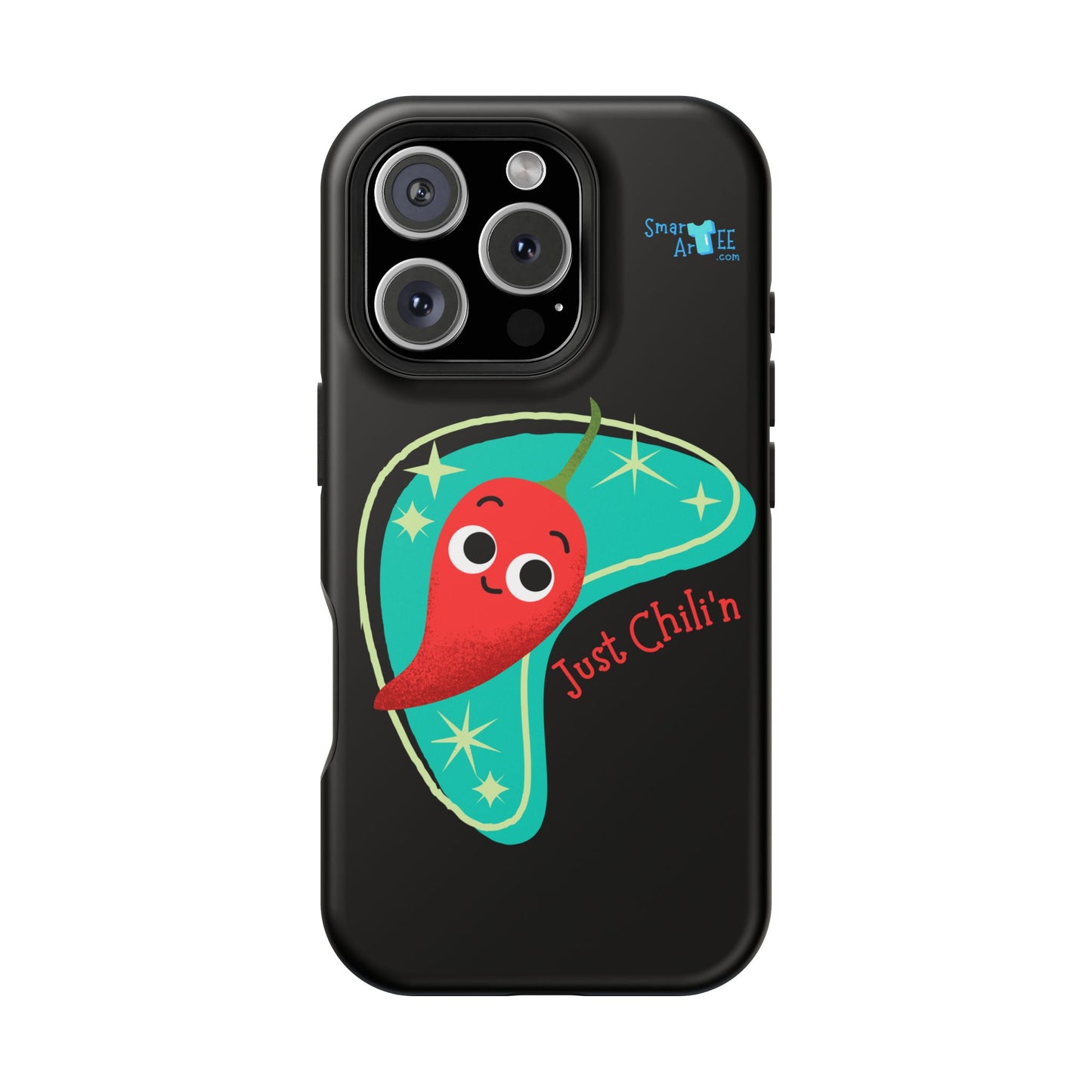 Chili Themed Phone Case, Just Chilin' Design, Fun Accessory, Unique Gift, Vibrant Protection, Perfect for Foodies, Holiday Cheer