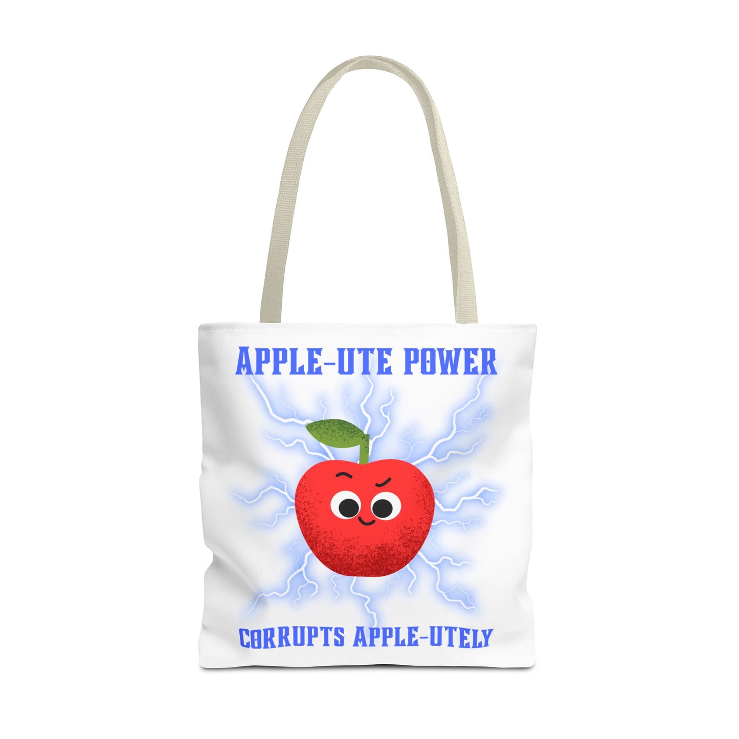 Apple-Powered Funny Tote Bag, Cute Grocery Bag, Gift for Teachers, Eco-Friendly Shopping Bag, Reusable Fun Bag