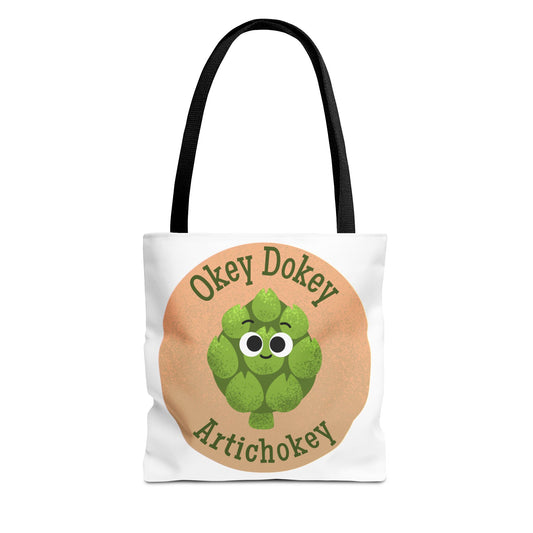 Playful Artichoke Tote Bag - Okey Dokey, Reusable Shopping Tote, Eco-Friendly Gift, Fruits & Veggies Lover, Cute Grocery Bag