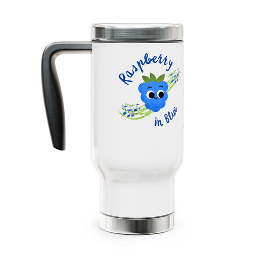 Charming Travel Mug, 'Rhapsody in Blue' Fruit Pun Mug, Travel Accessory, Great Gift Idea