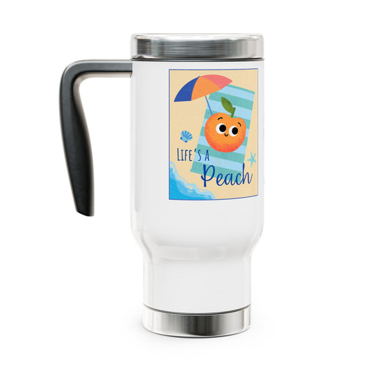 Peach Vibes Travel Mug - Stainless Steel Coffee Cup, Summer Drinkware, Beach Lover Gift, Vacation Essentials, Funny Travel Mug