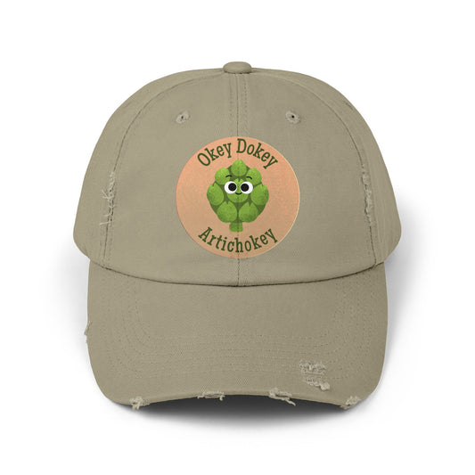 Funny Unisex Distressed Cap - Okey Dokey Artichokey Hats, Gift for Friends, Spring Fashion, Casual Wear, Outdoor Fun