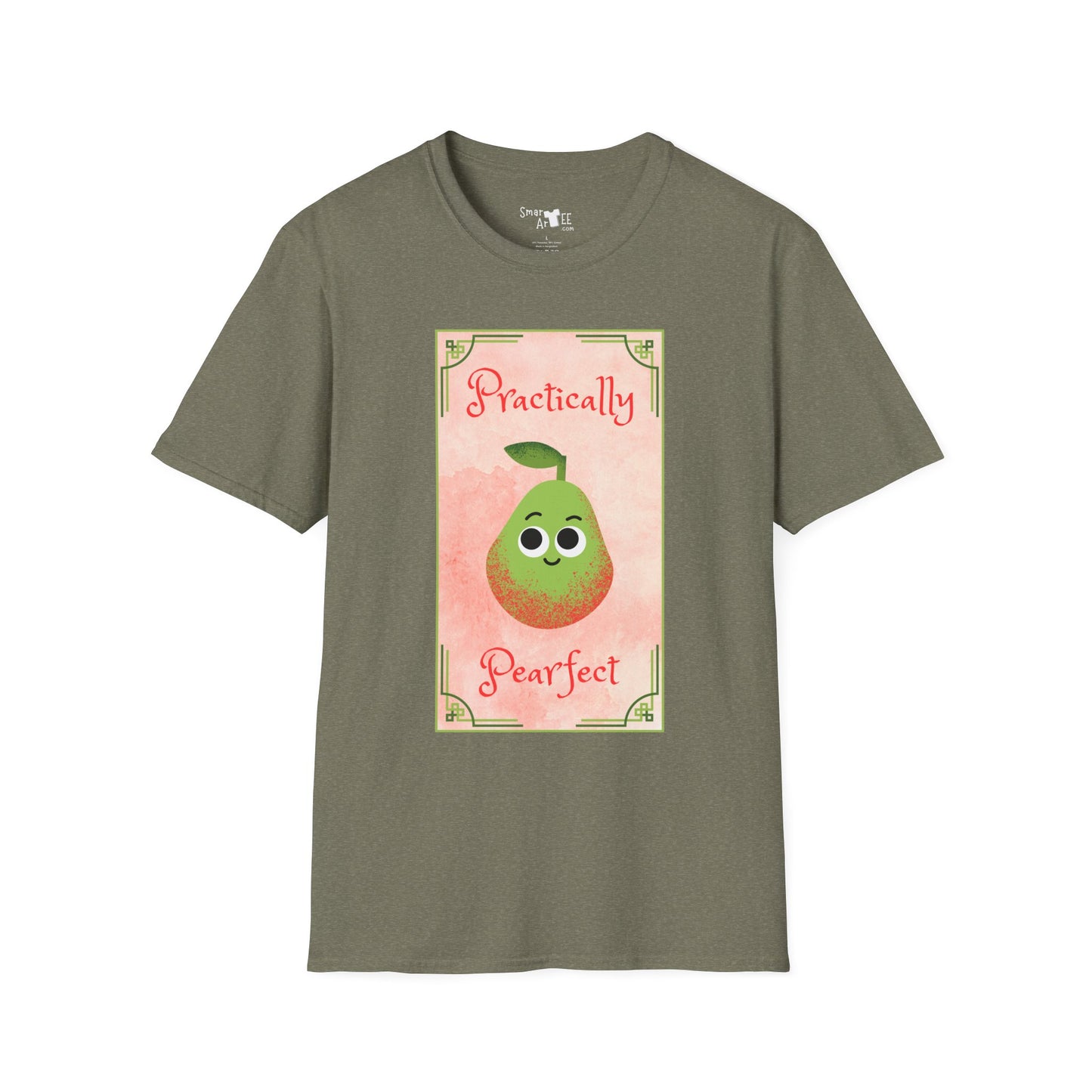 Practically Pearfect Unisex Softstyle T-Shirt - Cute Fruit Graphic Tee for Fun Occasions, Funny Fruit Pun, Great Gift Idea