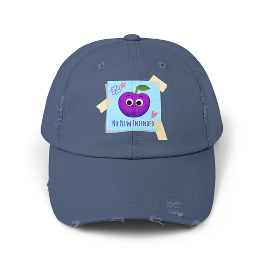 Colorful Distressed Cap with Funny Plum Design | Unisex Hats, Summer Accessory, Gift Idea, Casual Wear, Festival Headwear