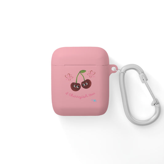 Cherry Love AirPods Case Cover, Cute AirPods Accessory, Gifts for Her, Valentine's Day, Trendy Tech Decor, Cherry Blossom Design