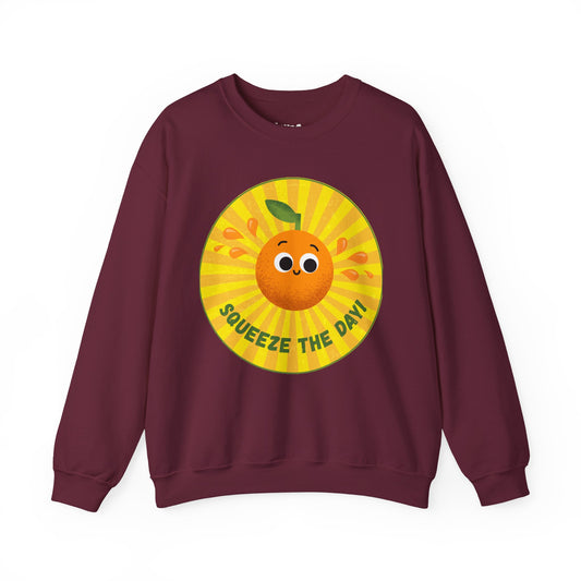 Squeeze the Day Sweatshirt, Cute Crewneck Gift, Citrus Theme Apparel, Comfortable Fall Outfit, Unisex Casual Wear