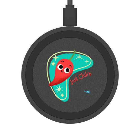 Just Chilin' Wireless Charging Pad, Whimsical Charger for Home Office, Cute Tech Gift, Bundle With Air Pod Case, Fun Gift Idea