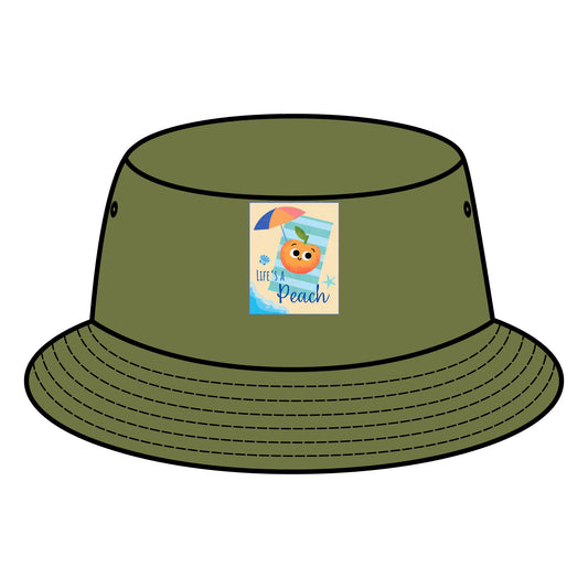 Stylish Bucket Hat with Fun Peach Pun Design, Summer Accessories, Beach Hats, Vacation Cap, Cute Sun Protection
