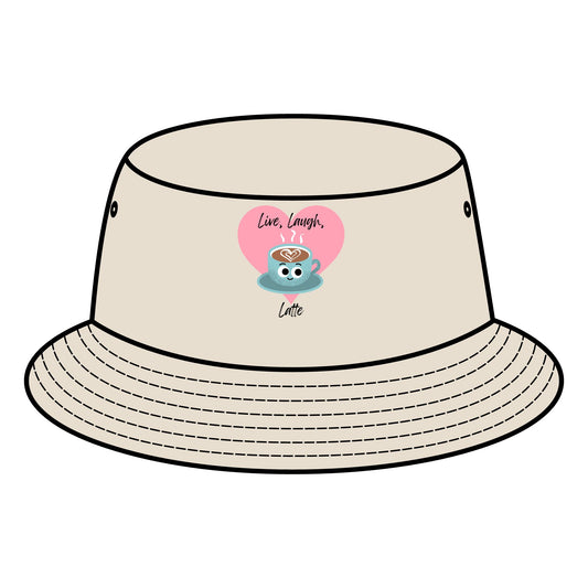 Cute Coffee Bucket Hat | Live, Laugh, Latte | Summer Style, Gift for Coffee Lovers, Outdoor Fashion, Funny Pun Hats