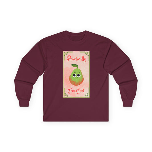 Cute Long Sleeve Tees - Practically Pear-fect Tee for Fruit Lovers, Fall, Gifts, Casual Wear, Summer Fun