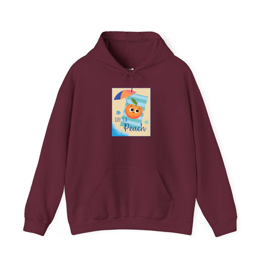 Peach Themed Unisex Hoodie, Cozy Pullover, Cute Fruit Apparel, Beach Vibes Clothing, Gift for Mom, Soft Pullover