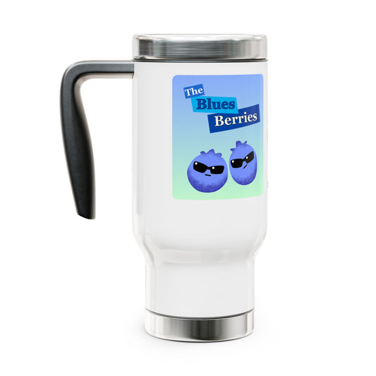 Cool Blues Berries Travel Mug, Stainless Steel Coffee Cup, Perfect For Home Office, Gifts, Outdoor Adventures, 14oz Travel Cup