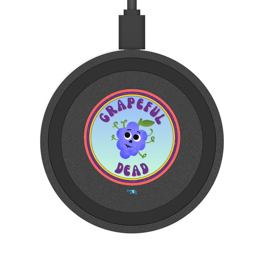 Colorful Wireless Charging Pad – Grapeful Dead Design, Cute Tech Accessory, Gift for Music Lovers, Dorm Room Decor, Bundle With Air Pod Case