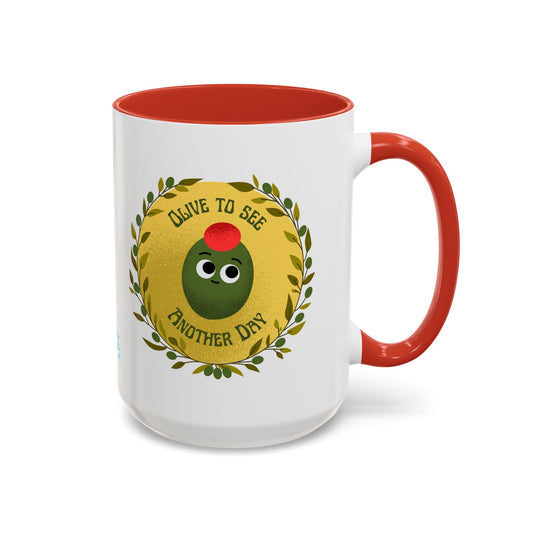 Cheerful Olive Coffee Mug, Gift for Food Lovers, Funny Kitchen Decor, Cute Office Mug, Coffee Lover's Gift, Celebrate Every Day