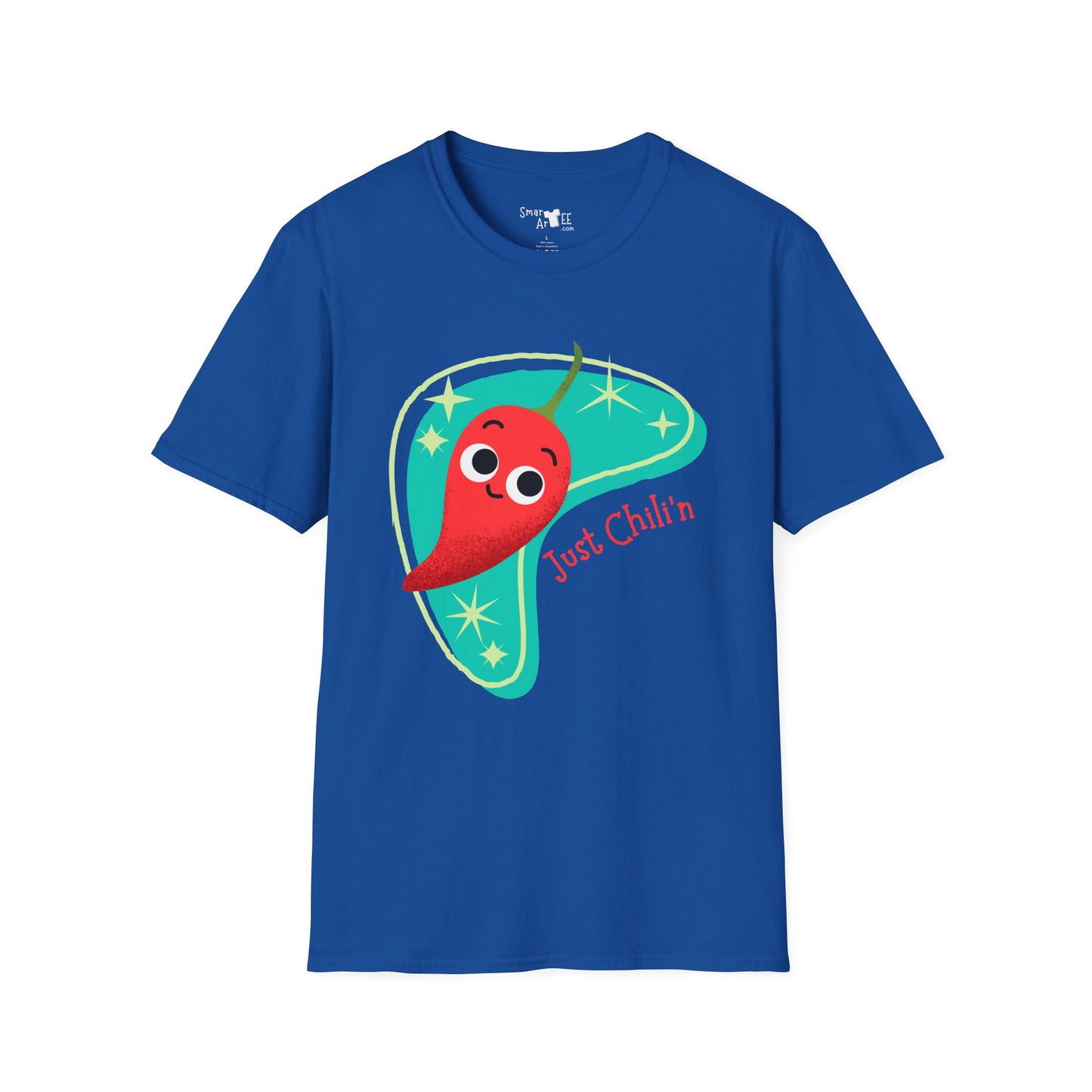 Funny 'Just Chili'n'' Unisex Softstyle T-Shirt - Perfect for Casual Wear & Summer Vibes, Funny Vegetable Pun T-Shirt, Great Gift Idea