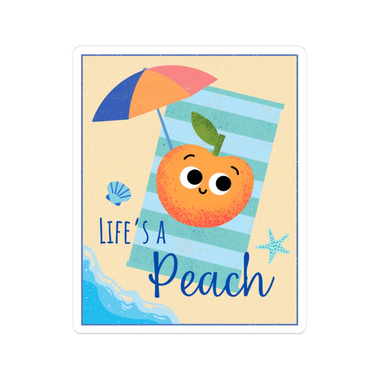 Cute Peach Kiss-Cut Stickers, Whimsical Laptop Decal, Summer Vibes, Beach Decor, Fun Gifts for Friends, Life's a Peach