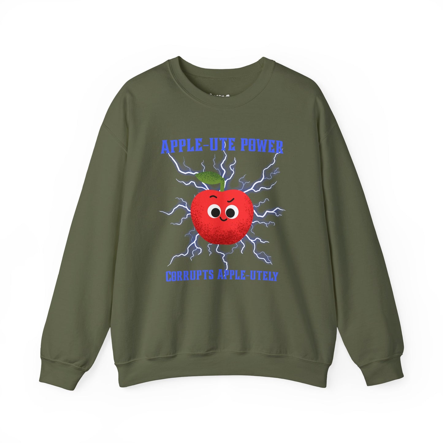 Funny Pun Apple-Ute Power Unisex Sweatshirt, Whimsical Art Design Apparel, Fall Comfort Clothing, Unisex Styling, Great Gift Idea