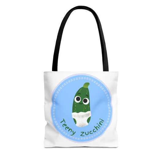 Cute Teeny Zucchini Tote Bag, Eco-Friendly Shopping Bag, Reusable Grocery Tote, Fun Gift for Veggie Lovers, Everyday Carryall