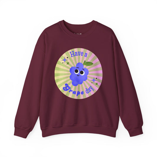 Funny Grape Pun Sweatshirt, Whimsical Art Clothing, Unisex Sweater, Great Gift Idea, Relaxed Comfy Style