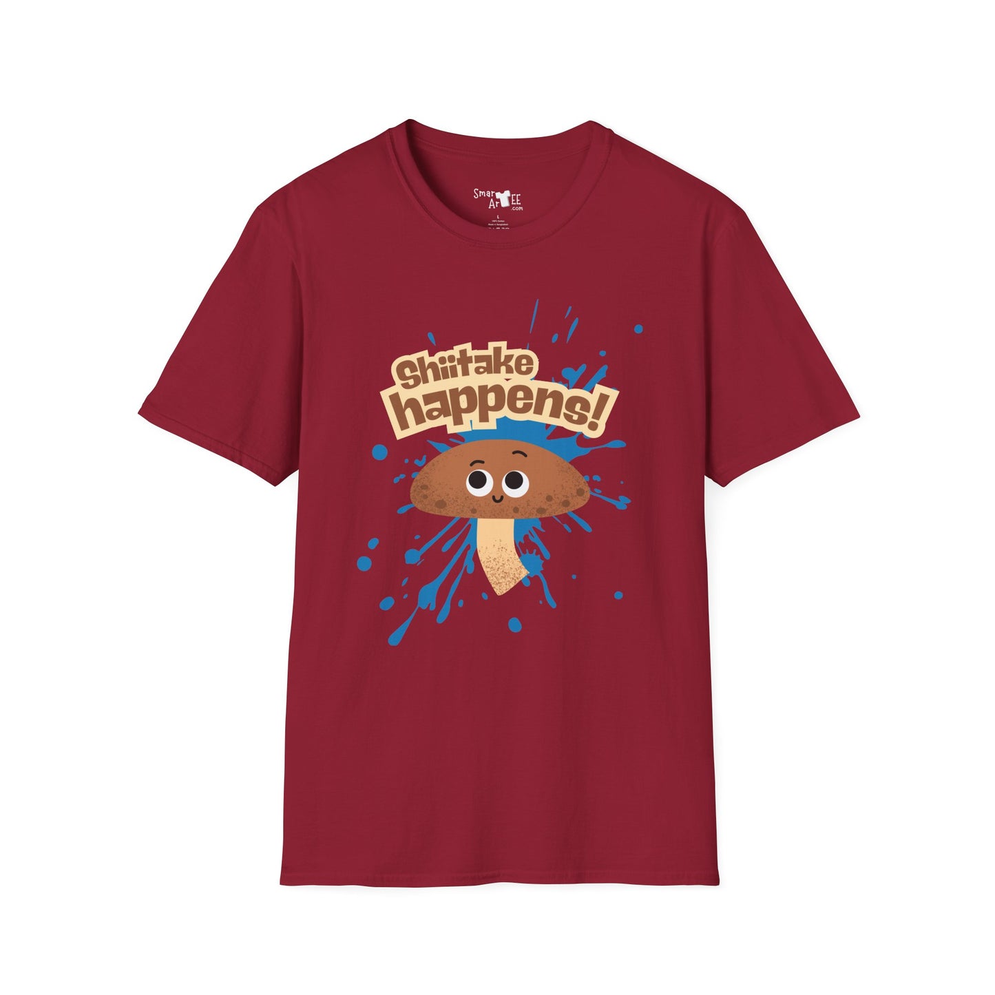 Shitake Happens T-Shirt, Funny Mushroom Tee, Unisex Softstyle Shirt, Casual Humor Top, Gift for Fun Lovers, Quirky Apparel