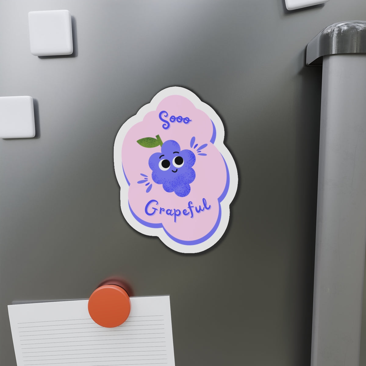Soo Grapeful Die-Cut Magnet, Cute Refrigerator Magnet, Fun Gift Idea, Kitchen Decor, Berry-Themed Accent, Unique Fruit Decoration