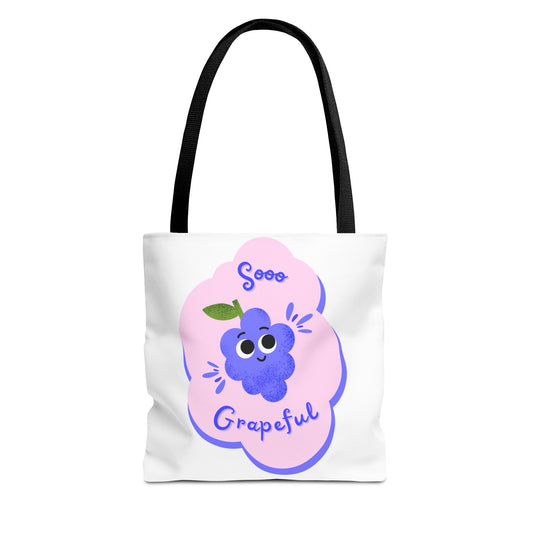 Cute Grape Tote Bag, Sooo Grapeful Shopping Bag, Eco-Friendly Grocery Tote, Fun Fruit Gift, Summer Beach Bag
