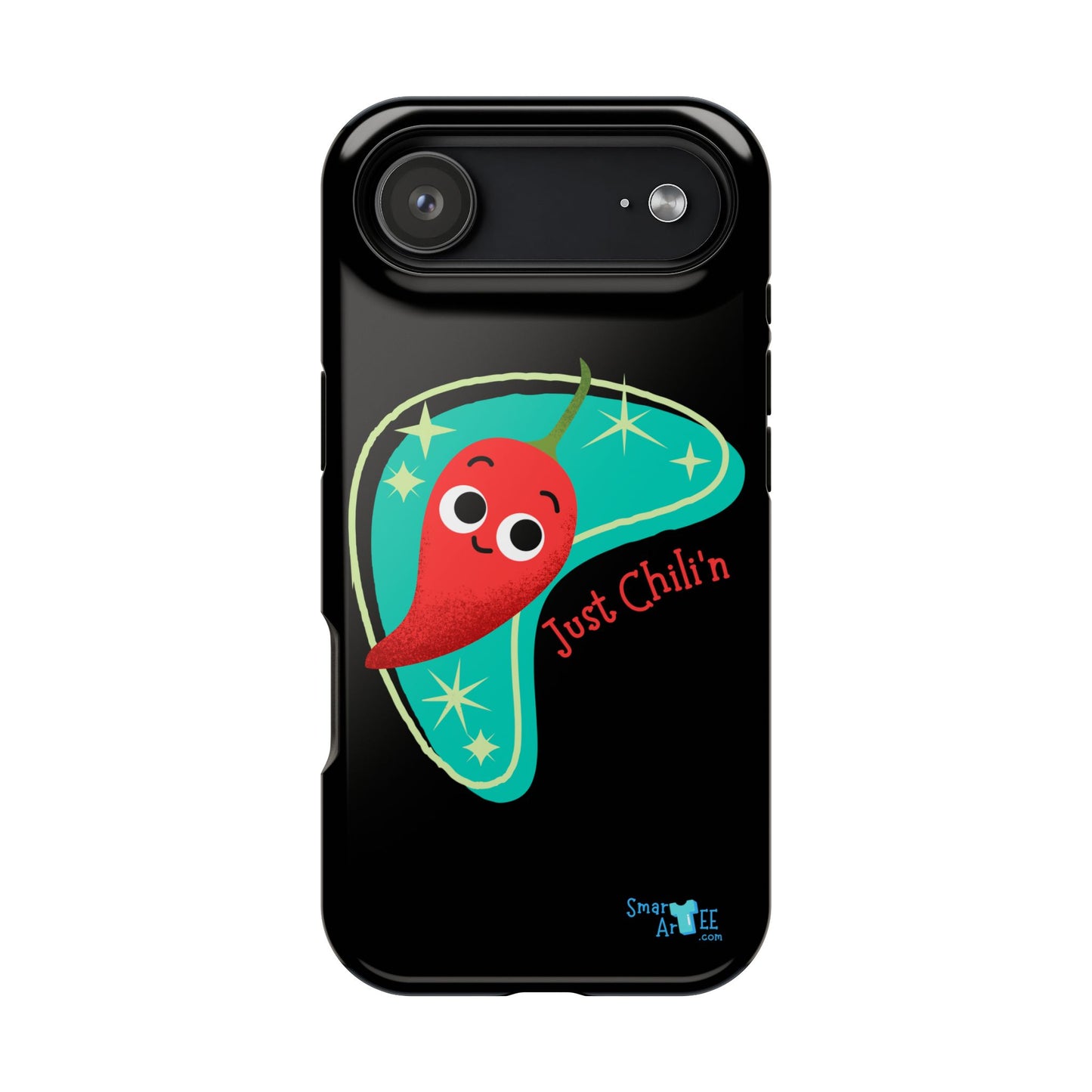 Chili Themed Phone Case, Just Chilin' Design, Fun Accessory, Unique Gift, Vibrant Protection, Perfect for Foodies, Holiday Cheer