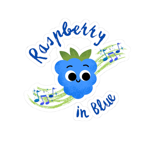 Cute Raspberry in Blue Kiss-Cut Stickers for Journals, Laptops, Water Bottles, Scrapbooking, Gifts