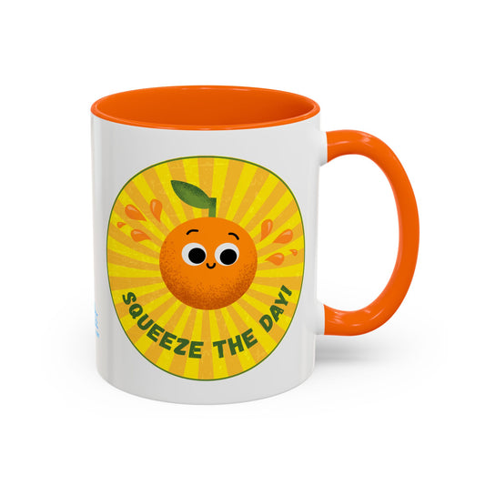 Cheerful Orange Coffee Mug, Bright Citrus Mug, Fun Gift for Coffee Lovers, Kitchen Decor, Squeeze the Day Mug