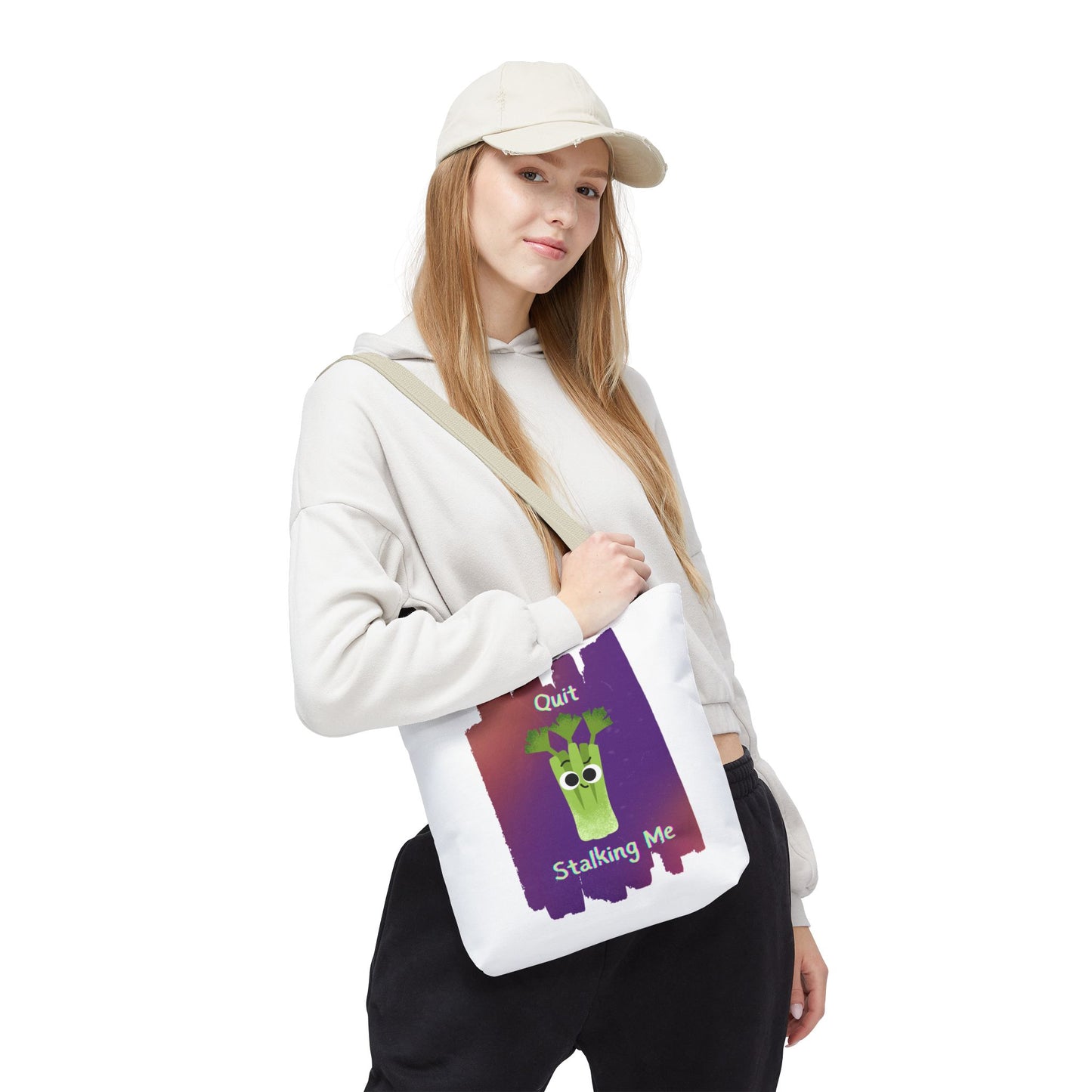 Playful Celery Tote Bag - "Quit Stalking Me" - Funny Shopping Bag, Gift for Veggie Lovers, Gym, Market, Eco-Friendly Bag