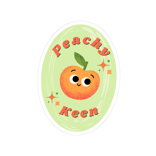 Peachy Keen Kiss-Cut Stickers | Fun Fruit Decor, Cute MacBook Sticker, Peach Aesthetic, Gift for Friends, Planner Decoration