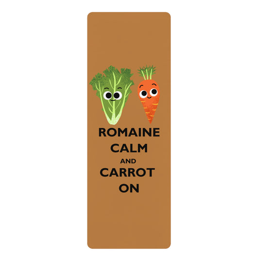Whimsical Rubber Yoga Mat - 'Romaine Calm and Carrot On' for Yoga Lovers, Fun Gift, Eco-Friendly, Fitness, Meditation