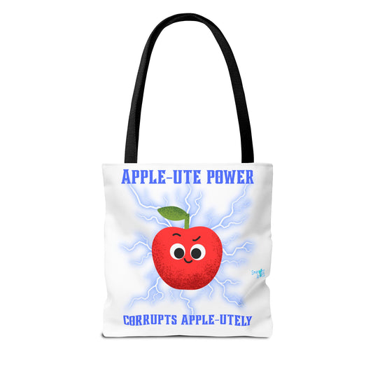 Apple-Powered Funny Tote Bag, Cute Grocery Bag, Gift for Teachers, Eco-Friendly Shopping Bag, Reusable Fun Bag