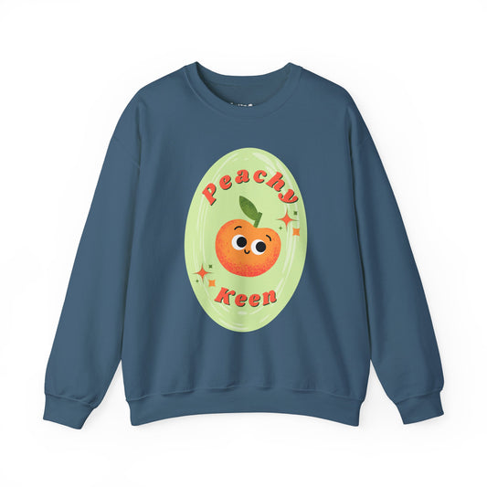 Peachy Keen Unisex Crewneck Sweatshirt, Cute Apparel, Casual Wear, Gift for Friends, Fall Style, Fun Fashion
