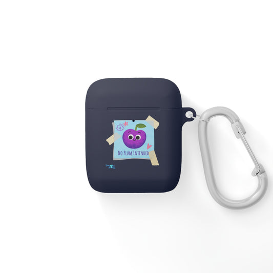 Cute AirPods Case Cover, Fun Cartoon Plum Pun Design, Gift for Apple Lovers, Trendy Tech Accessory, Perfect for Birthdays