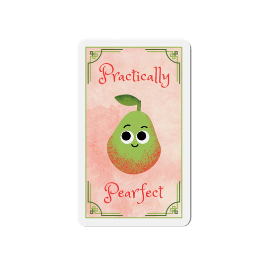 Cute Die-Cut Pear Magnet - Practically Pearfect, Perfect Gift for Home Decor, Kitchen Accessories, Fun Fridge Magnets