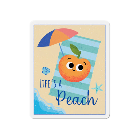 Bright Peach Die-Cut Magnet | Fun Kitchen Decor | Summer Vibes | Cute Gift Idea | Refrigerator Magnet | Beachy Home Accent