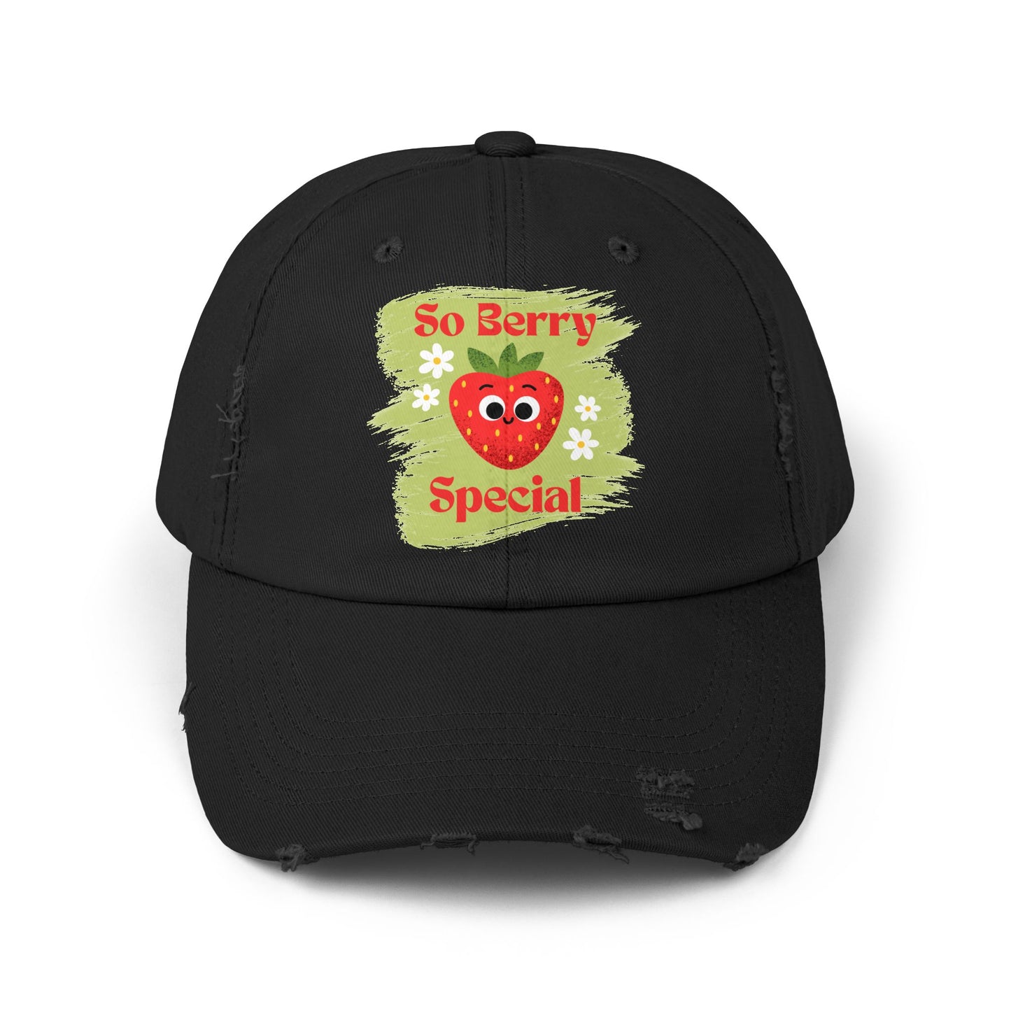 So Berry Special Distressed Cap, Fun Summer Hats, Casual Fashion Accessory, Gift for Friends, Cute Strawberry Cap