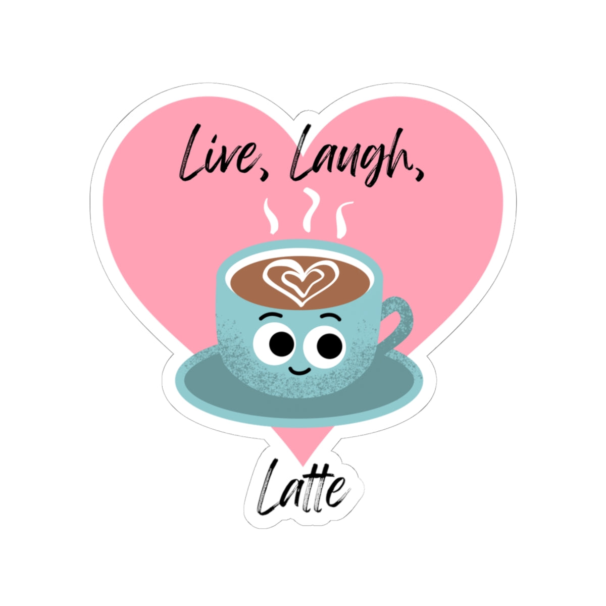 Cute Coffee Stickers, Live Laugh Latte, Fun Laptop Decor, Gift for Coffee Lovers, Aesthetic Wall Stickers