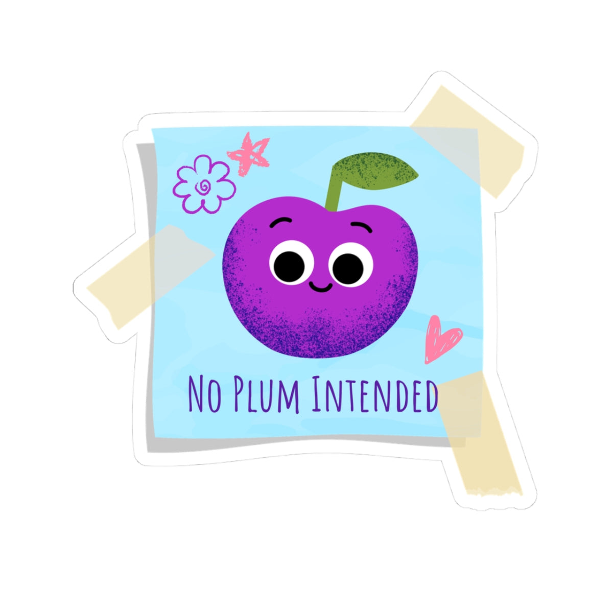 Playful Fruit Stickers - No Plum Intended, Cute Laptop Decor, Gift for Fruit Lovers, Quirky Home Office Accessories, Planner Stickers